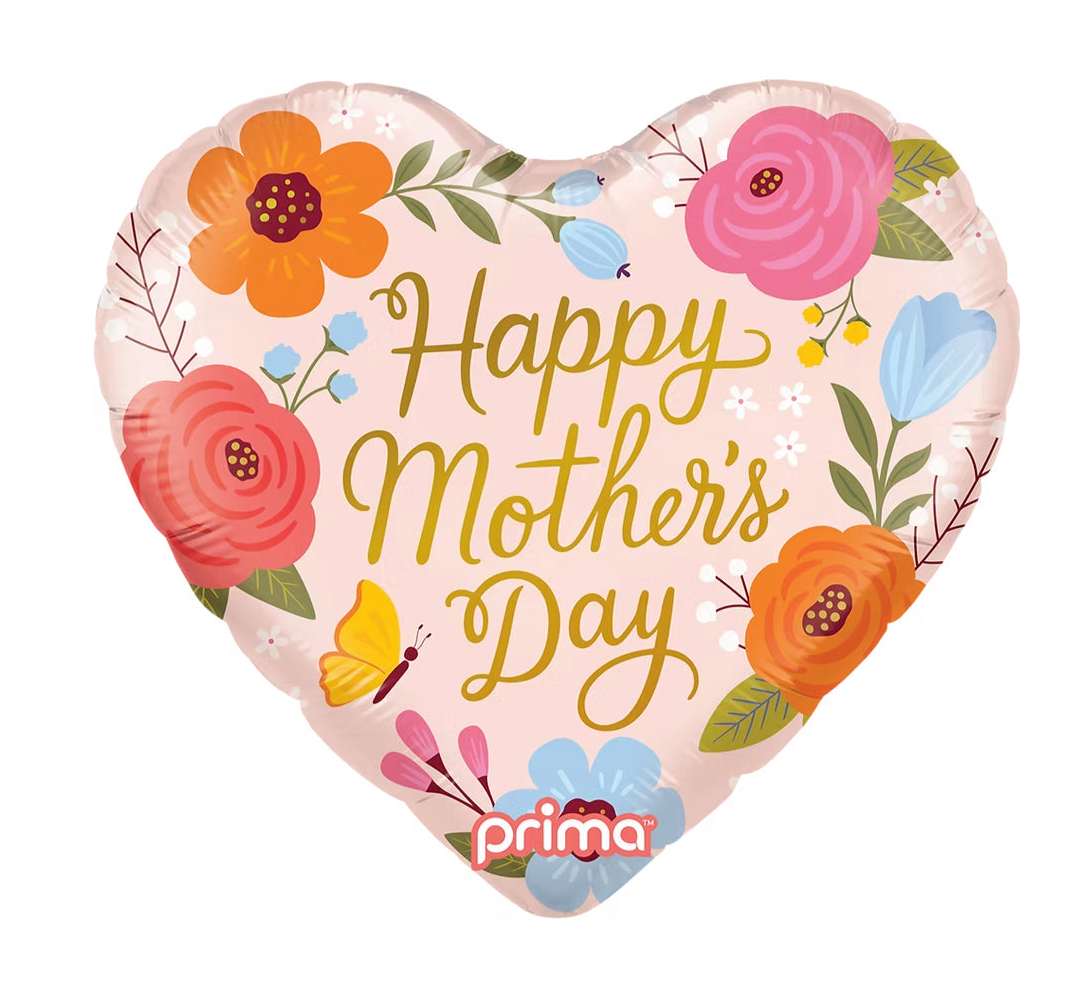 PRIMA 18" Heart Happy Mother's Day Trendy Flowers & Butterfly